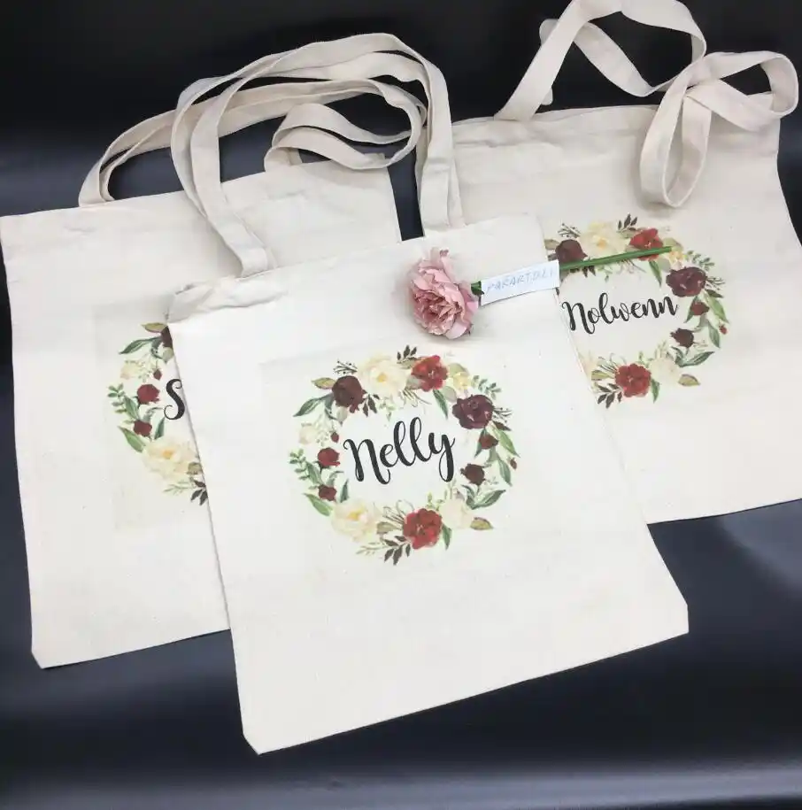 wedding bachelorette party floral canva bags bridesmaid tote