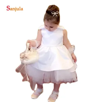 Ivory Satin Flower Girls Dresses Long Shoulder Bow Lovely Child Pageant Party Gowns Pearls Open Back First Communion Dress D1292
Ivory Satin Flower Girls Dresses Long Shoulder Bow Lovely Child Pageant Party Gowns Pearls Open Back First Communion Dress D1292