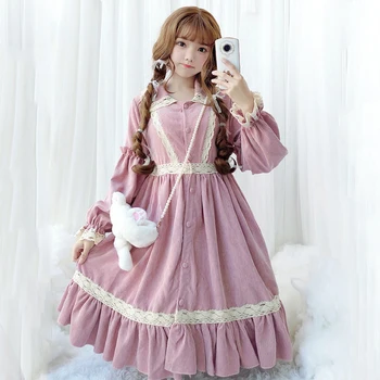Harajuku Cute Lolita Dress Corduroy Long Sleeve Lace Up Single Breasted Kawaii Lolita Dress Loli Lol Cos Vestidos
Harajuku Cute Lolita Dress Corduroy Long Sleeve Lace Up Single Breasted Kawaii Lolita Dress Loli Lol Cos Vestidos