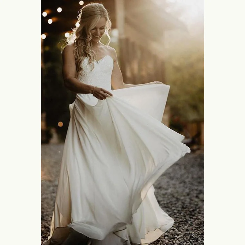 Latest Summer Boho Lace Sweetheart Bridal Wedding Gowns Sleeveless Ivory Wedding Dresses for Bride Sexy Front Split Sweep Train
Latest Summer Boho Lace Sweetheart Bridal Wedding Gowns Sleeveless Ivory Wedding Dresses for Bride Sexy Front Split Sweep Train