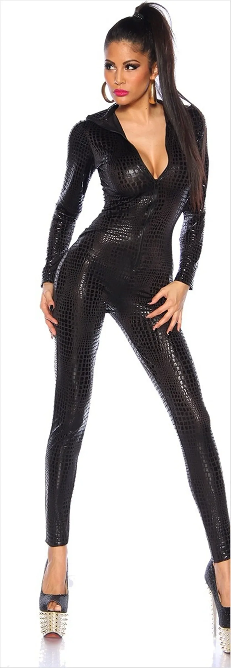 Tight-fitting Jumpsuit Sexy Black Latex Snakeskin Nightclub Clothing Game Uniform Sexy Club Outfits for Women Clubwear 2021
Tight-fitting Jumpsuit Sexy Black Latex Snakeskin Nightclub Clothing Game Uniform Sexy Club Outfits for Women Clubwear 2021