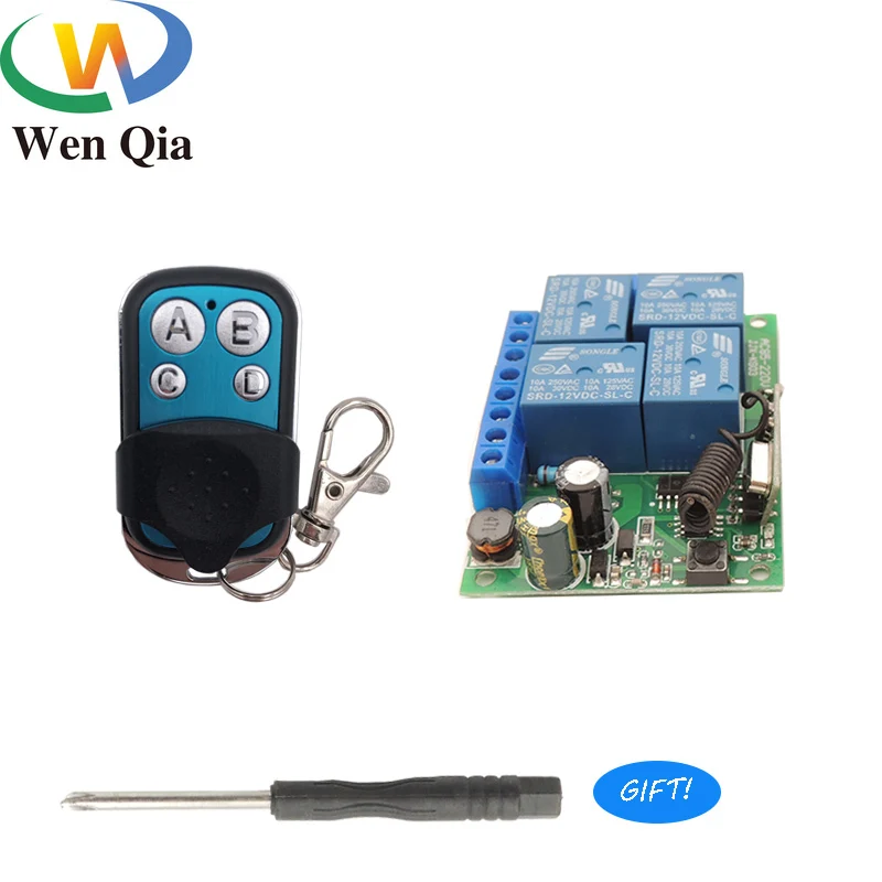 433Mhz Universal Wireless RF Remote Control Switch DC12V 4CH Relay Receiver With 4Buttons Transmitter For Home appliance Control
433Mhz Universal Wireless RF Remote Control Switch DC12V 4CH Relay Receiver With 4Buttons Transmitter For Home appliance Control