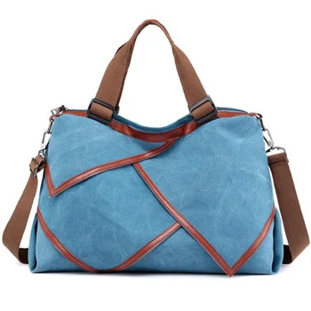 Multi-Functional Patchwork Canvas Handbag Large Capacity Ladies Handbag Shoulder Bag Simple Style Travel Bag Blue
Multi-Functional Patchwork Canvas Handbag Large Capacity Ladies Handbag Shoulder Bag Simple Style Travel Bag Blue