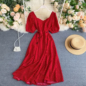 2020 new fashion women's clothing Square Collar Dot women dress dresses
2020 new fashion women's clothing Square Collar Dot women dress dresses
