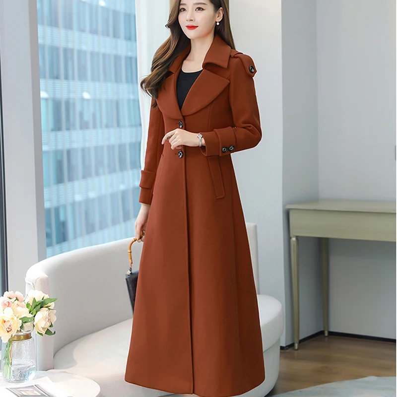 2020 Autumn Winter Women Long Woolen Coats Fashion Single-Breasted Long Sleeve Overcoats Female Tops With Belt Abrigo Mujer Z696
2020 Autumn Winter Women Long Woolen Coats Fashion Single-Breasted Long Sleeve Overcoats Female Tops With Belt Abrigo Mujer Z696