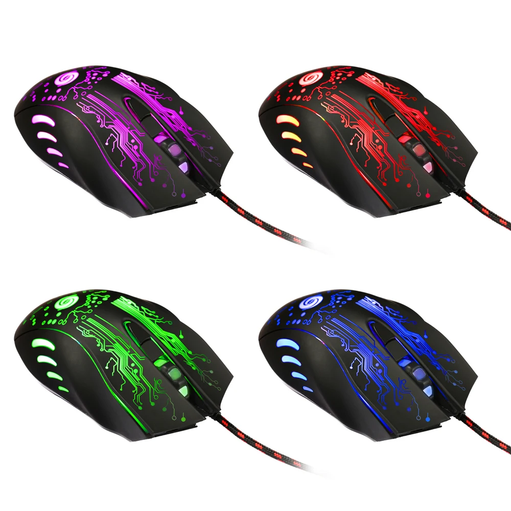 Профессиональная оптическая Проводная игровая мышь 3200DPI с цветной подсветкой 2