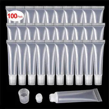 

100 Pack 10ML Empty Lipgloss Tube Soft Lip Gloss Containers Lip Balm Oil Bottle Cosmetic Lip Glaze Containers
