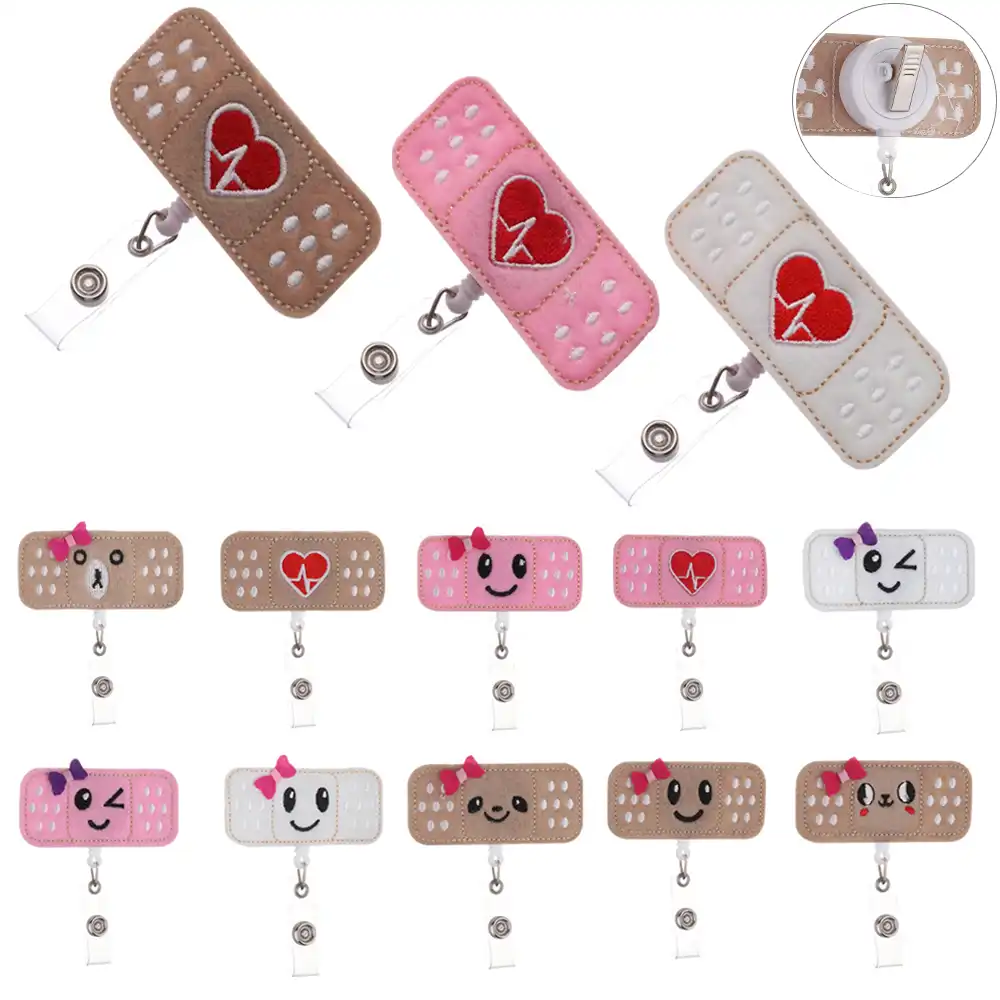 Porta Credencial Nurse Badge Holder Id Card Holder Clip Reel Retractable With Leather Clip Heart Students Name Holder Badge Holder Accessories Aliexpress