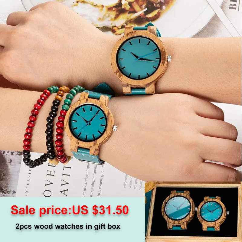 BOBO BIRD Couple Watch Wood Watch Men Ladies Wristwatch Turquoise Blue Christmas Gift Lovers Anniversary Gifts in Wooden Box
BOBO BIRD Couple Watch Wood Watch Men Ladies Wristwatch Turquoise Blue Christmas Gift Lovers Anniversary Gifts in Wooden Box
