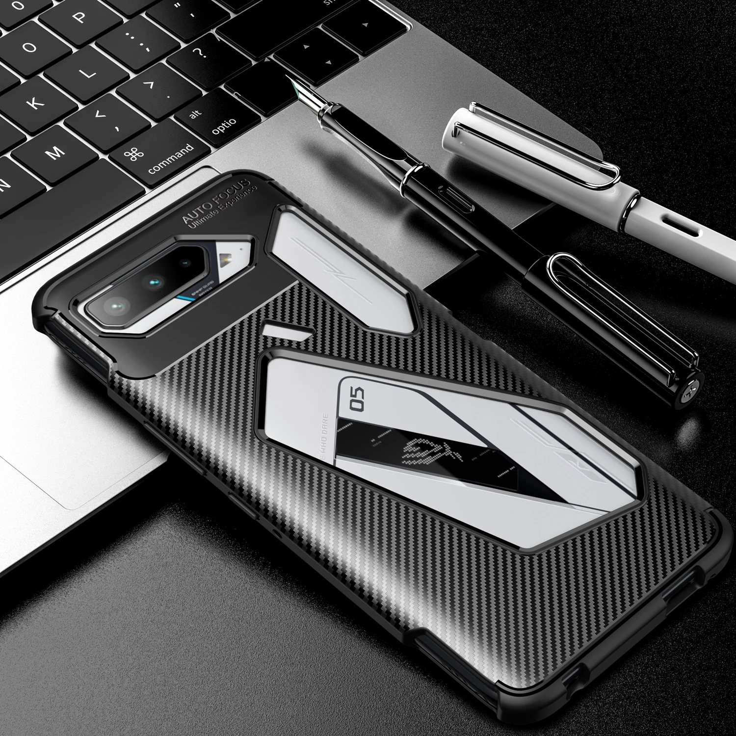 Чехол для ROG Phone 5 5S Pro Ultimate из углеродного волокна противоударный мягкий ТПУ
