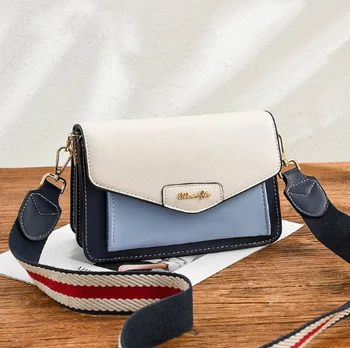 2019 new fashion woman luxury Korean wide shoulder strap contrast color bag simple single shoulder crossbody bag
2019 new fashion woman luxury Korean wide shoulder strap contrast color bag simple single shoulder crossbody bag