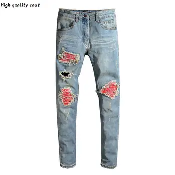 Jeans, Motorcyclists' Red Printed Motorcycle Stickers, Tights, Rubber Jeans with Holes, Skinny Jeans
Jeans, Motorcyclists' Red Printed Motorcycle Stickers, Tights, Rubber Jeans with Holes, Skinny Jeans