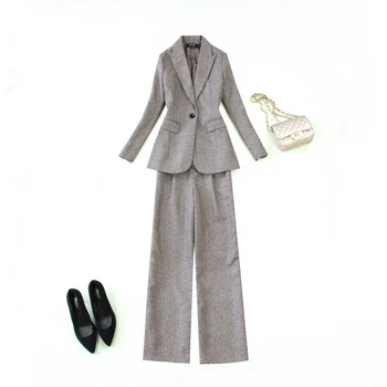 Set women's autumn and winter small suit jacket high waist wide leg pants two-piece fashion was thin overalls women's clothing
Set women's autumn and winter small suit jacket high waist wide leg pants two-piece fashion was thin overalls women's clothing
