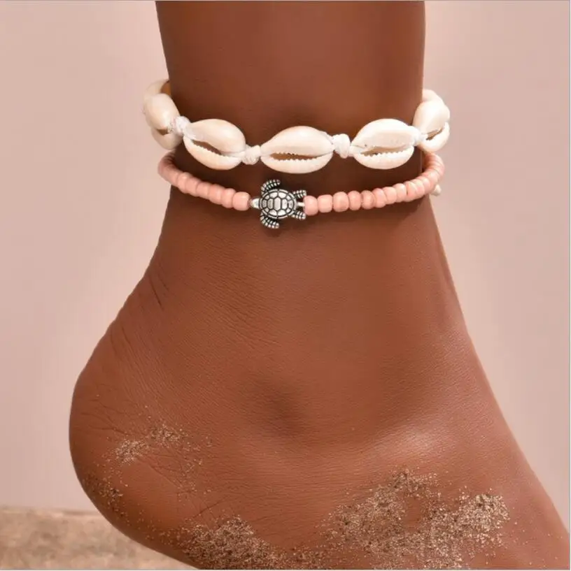 

New Fashion Bohemian Shell Anklets for Women Rope Bracelet on Leg Conch Adjustable Chain Anklet Beach Foot Jewelry S2225