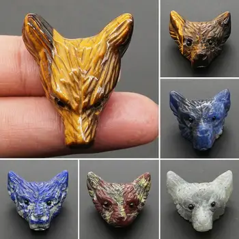 Natural Crystal Stone Carved Wolf Head Statue Necklace Pendant DIY Handwork
Natural Crystal Stone Carved Wolf Head Statue Necklace Pendant DIY Handwork