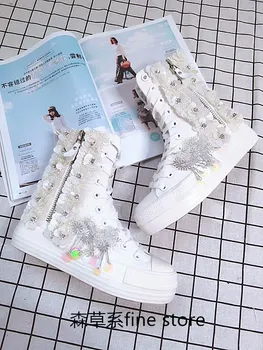 New European station high-top sequined rhinestone canvas shoes with increased straps and Thai tide brand student sports shoes
New European station high-top sequined rhinestone canvas shoes with increased straps and Thai tide brand student sports shoes