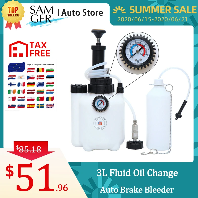 Samger Auto Brake Bleeder Bleeding Air Pressure Brake Bleeder Tool Fluid Bleed Car Brake Bleeder Fluid Oil Change Tool
Samger Auto Brake Bleeder Bleeding Air Pressure Brake Bleeder Tool Fluid Bleed Car Brake Bleeder Fluid Oil Change Tool