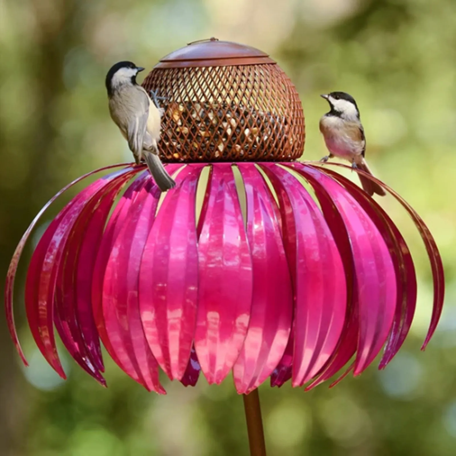 comedero de colibrí para jardín al aire libre Alimentador de pájaros con forma de coneflower rosa para pájaros silvestres
