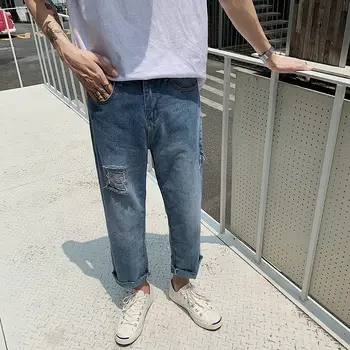 2019 jeans men's loose wide-legged Korean version of the trend men's hole straight tube tide card
2019 jeans men's loose wide-legged Korean version of the trend men's hole straight tube tide card