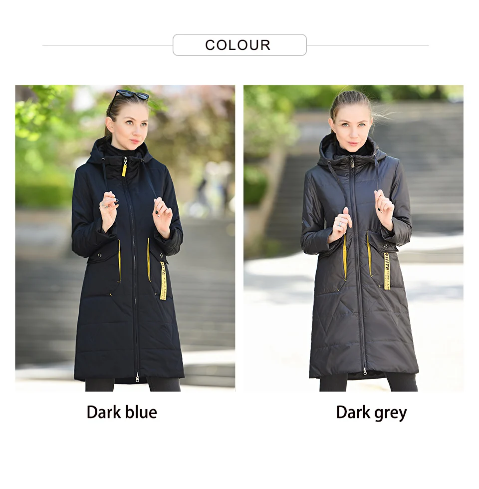 CEPRASK 2020 Spring Autumn Jacket Women Hot Sale Thin Cotton Parka Long Plus Size Hood Fashion Contrast Color Coat NEW Cothes