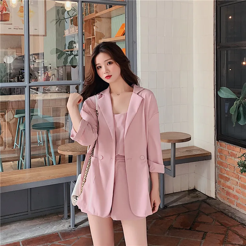 Summer Wear 2019 New Style Viscose Thin Small Suit Suspender Shorts Set Korean-style Sweet Slimming Sun-resistant Three-piece Se
Summer Wear 2019 New Style Viscose Thin Small Suit Suspender Shorts Set Korean-style Sweet Slimming Sun-resistant Three-piece Se