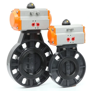 normal tepmerature DN50 UPVC Pneumatic Butterfly Valve Chemical class plasric valve soft seal valve