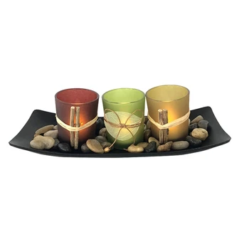 Natural Candlescape Set, 3 Decorative Candle Holders, Rocks And Tray Home Decor Bathroom Table Centerpieces Decor Accessories
Natural Candlescape Set, 3 Decorative Candle Holders, Rocks And Tray Home Decor Bathroom Table Centerpieces Decor Accessories