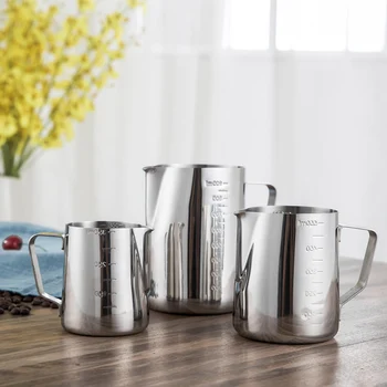Coffee Pitcher Stainless Steel Milk Frothing Jug Mugs Espresso Coffee Pitcher Craft Frothing Jug 350/550/900ml
Coffee Pitcher Stainless Steel Milk Frothing Jug Mugs Espresso Coffee Pitcher Craft Frothing Jug 350/550/900ml