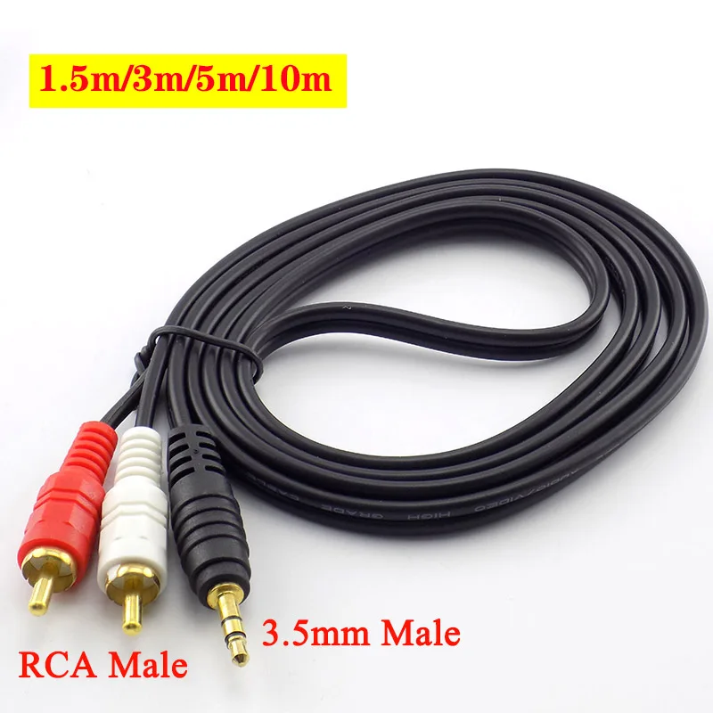 Кабель 3 5 мм штекер к AV 2 RCA для Mp3 Pod телефона ТВ AUX звук колонки стерео Музыка Аудио