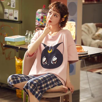 Cartoon Short-sleeved Doll Collar Cotton Korean Simple Loose Can Wear Outside Princess Style Sweet Cute Pajamas Set Sleep Wear
Cartoon Short-sleeved Doll Collar Cotton Korean Simple Loose Can Wear Outside Princess Style Sweet Cute Pajamas Set Sleep Wear
