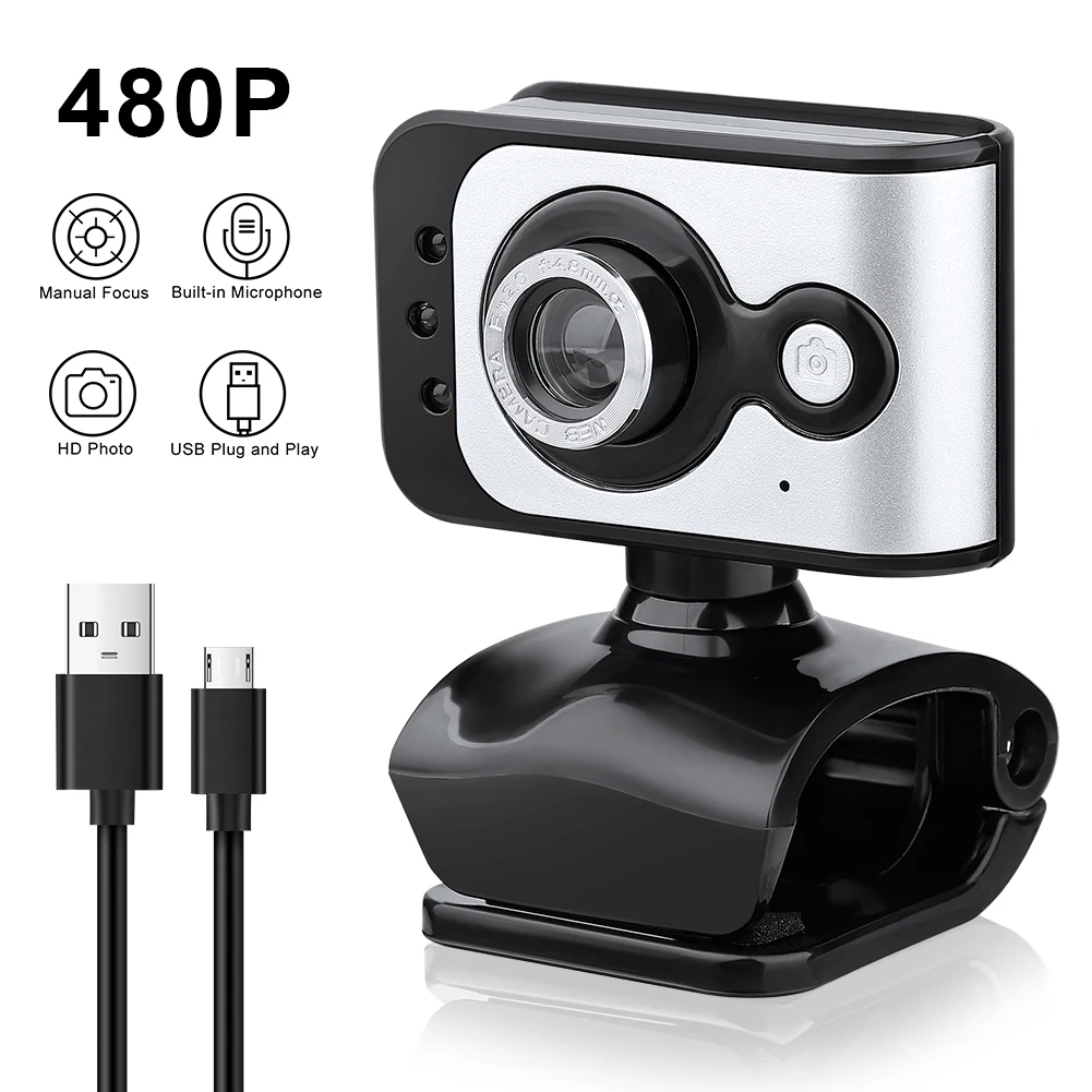 Mini Webcam HD 480P Web Camera for Skype Live Class Conference with Built-in Microphone USB Video Camera Widescreen Video
Mini Webcam HD 480P Web Camera for Skype Live Class Conference with Built-in Microphone USB Video Camera Widescreen Video