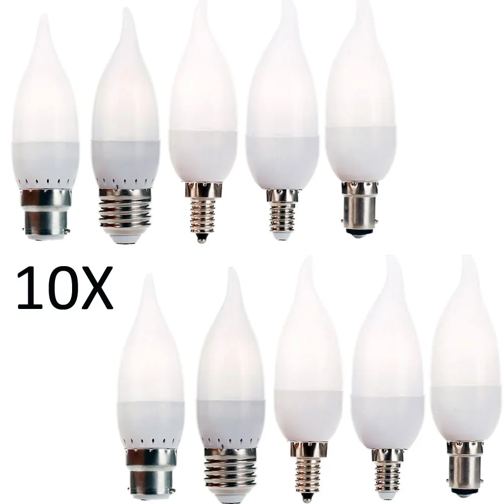

10Pcs/Lot E27 E14 LED Flame Chandelier Bulb 3W E12 B22 Candle 2835 SMD Velas Decorativas Home Lighting Replace 25W Halogen Lamps