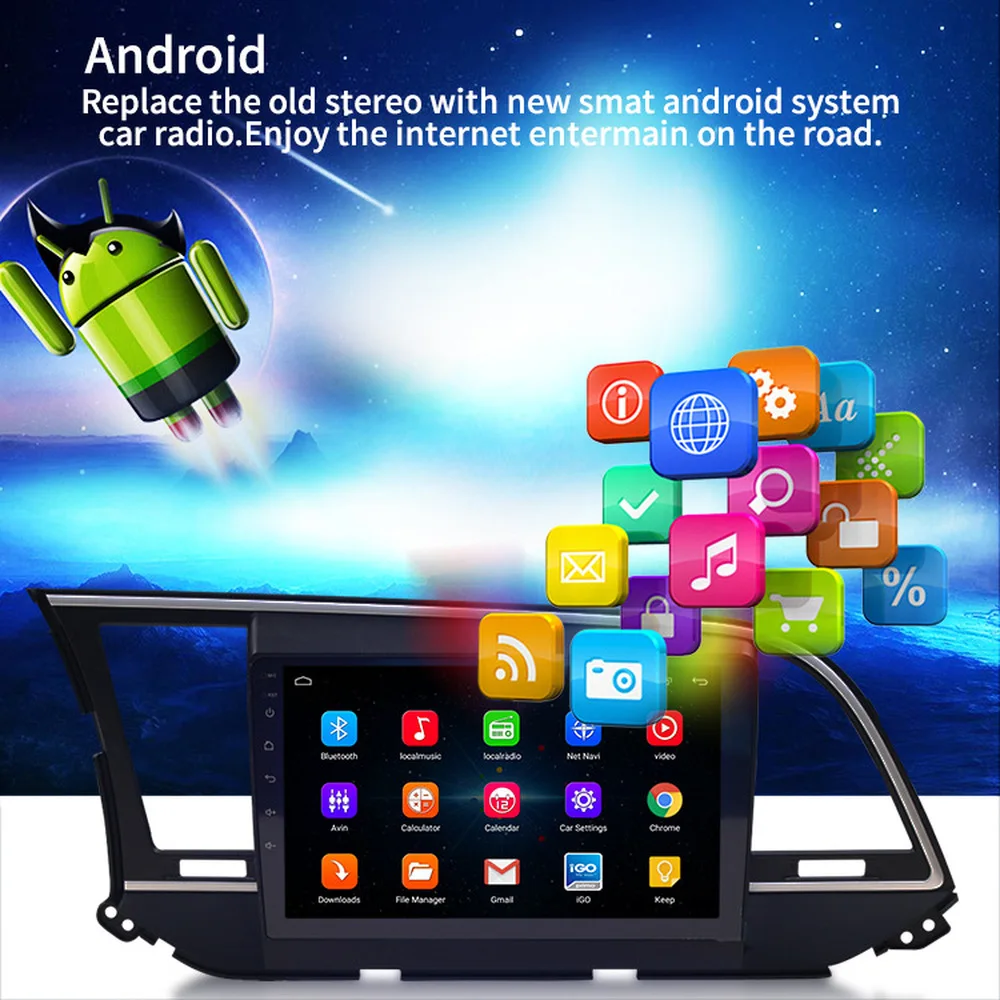 9 inch Android 8.1 car multimedia player GPS navigation Wifi reversing image automatic radio suitable for 16-18 Hyundai Elantra
9 inch Android 8.1 car multimedia player GPS navigation Wifi reversing image automatic radio suitable for 16-18 Hyundai Elantra