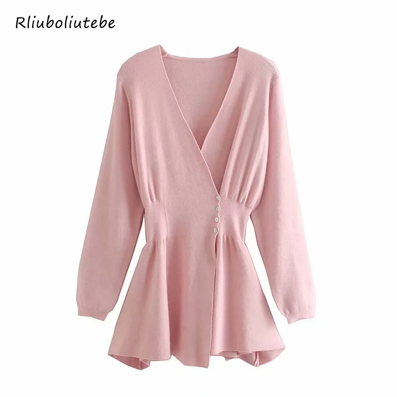 

peplum cardigan sweater women long sleeve v neck a line knitted cardigan winter sexy sweater slim waist button up knitwear