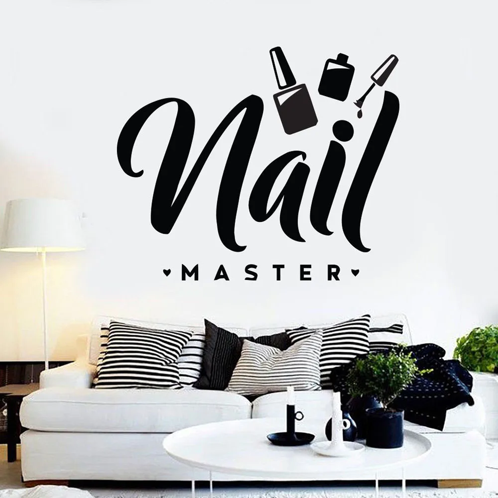 WJWY Nail Salon Wall Stickers Beauty Shop Room Decals Master Polish Decoration Removable Vinyl Art Murals | Дом и сад
