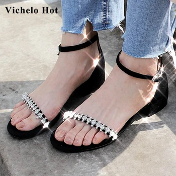 Vichelo Hot sheep suede peep toe med heel rhinestone decorations shiny fairy style beauty lady dating classic sandals women L23
Vichelo Hot sheep suede peep toe med heel rhinestone decorations shiny fairy style beauty lady dating classic sandals women L23