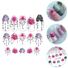 Новейший красивый цветок Краска 3d дизайн ногтей Наклейка для ногтей штамповка экспорт дизайн украшения из страз стикер для ногтей(China)