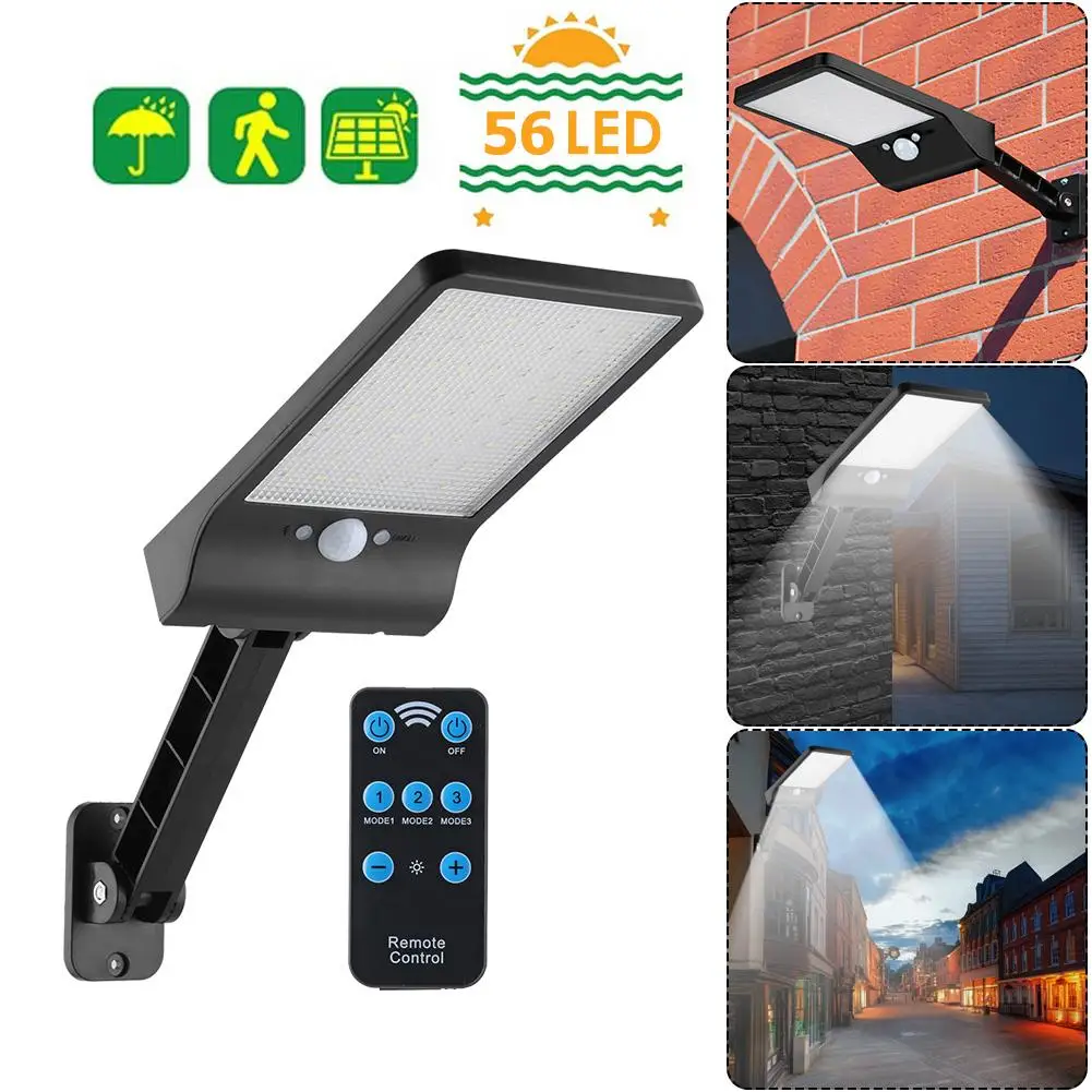 56LED Solar Motion Sensor Wall Light Outdoor Street Lamp with Remote Control Waterproof Garden Street Lamp Adjustable Brightness
56LED Solar Motion Sensor Wall Light Outdoor Street Lamp with Remote Control Waterproof Garden Street Lamp Adjustable Brightness