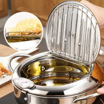 Kitchen Deep Frying Pot Stainless Steel Thermometre Fryer Pan Temperature Control Fried Chicken Pot Kitchen Cooking Tools
Kitchen Deep Frying Pot Stainless Steel Thermometre Fryer Pan Temperature Control Fried Chicken Pot Kitchen Cooking Tools