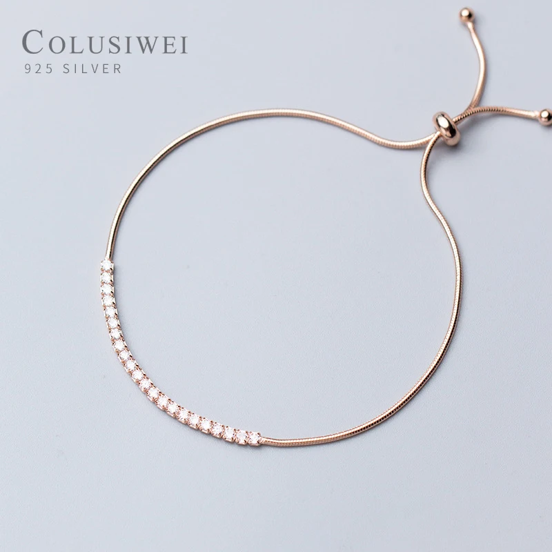 COLUSIWEI Аутентичные 925 стерлингового серебра роскошный розовое золото Цвет браслет