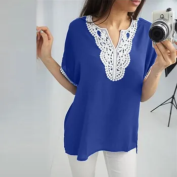 Women Fashion Women V-Neck Splicing Lace Short Sleeve ChiffonEasy Top Shirt Women's Tops Shirts New
Women Fashion Women V-Neck Splicing Lace Short Sleeve ChiffonEasy Top Shirt Women's Tops Shirts New