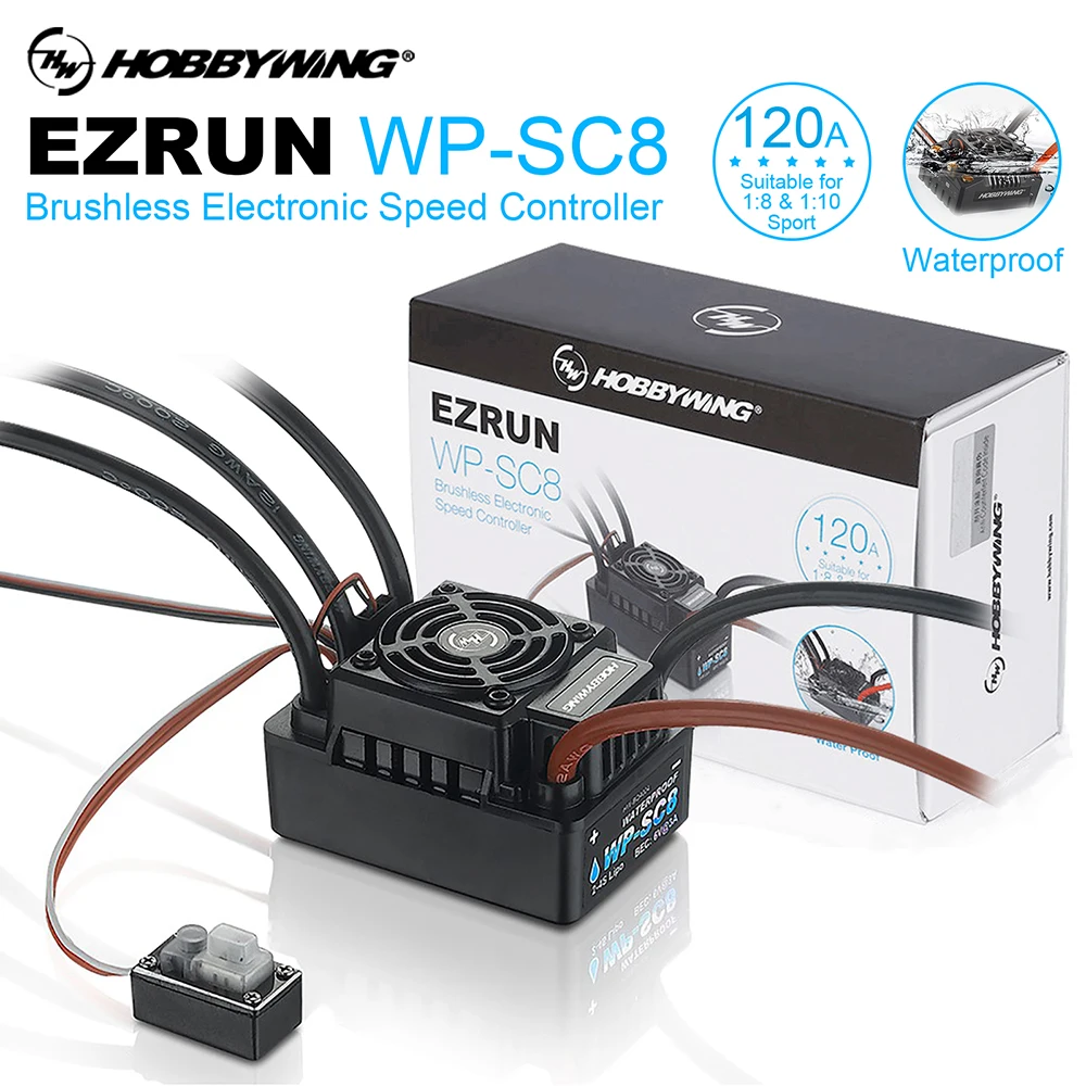 Оригинальный бесщеточный водонепроницаемый ESC Hobbywing EZRUN WP SC8 120A для