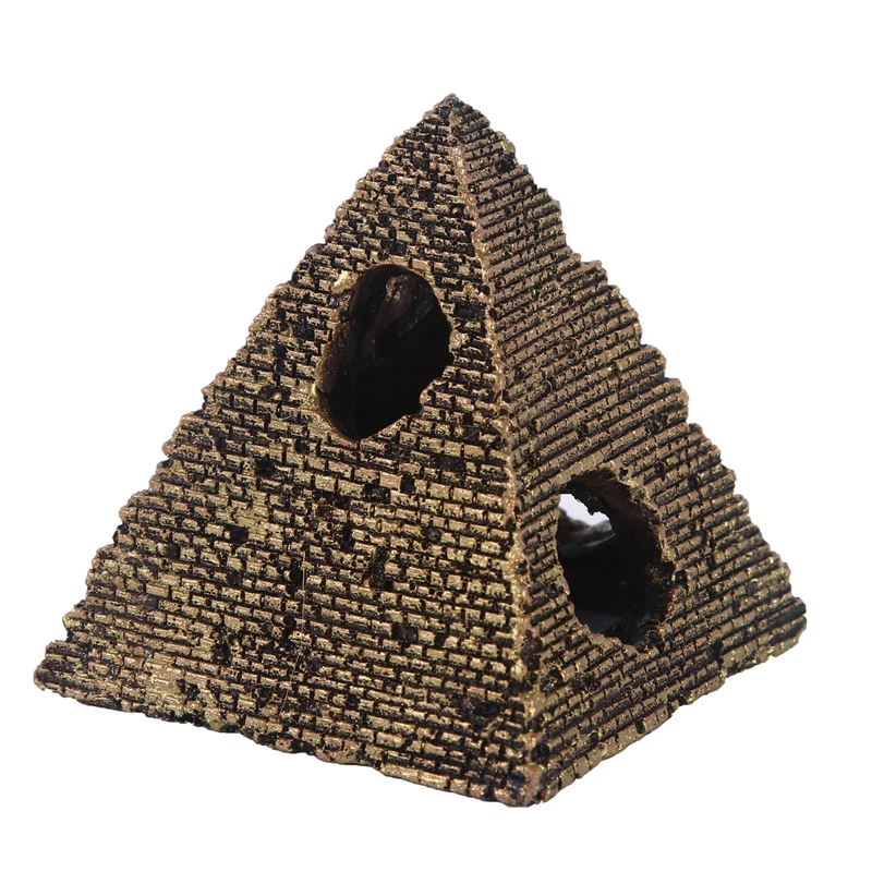 3 Pyramid Reptile Hiding Spot Shale Step Ledge and Cave Hide-Out Medium Aquarium Decoration Resin Habitat House Shrimp Betta