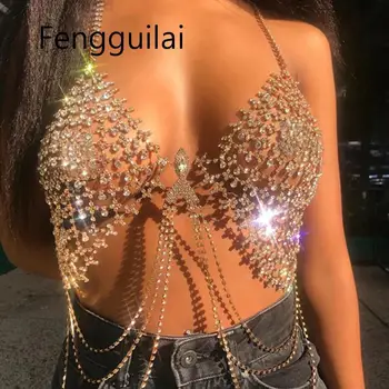 FENGGUILAI Bling Metallic Diamond Crop Top Women Sexy Beach Backless Rhinestone Tassel Body Hollow Chain Nightclub Party Top
FENGGUILAI Bling Metallic Diamond Crop Top Women Sexy Beach Backless Rhinestone Tassel Body Hollow Chain Nightclub Party Top