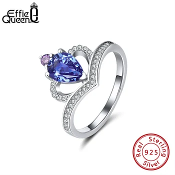 Effie Queen Romantic Wedding Rings 925 Silver with Heart Shape Blue Stone AAAA Zircon Female Girl Jewelry Party Gift BR200 
Effie Queen Romantic Wedding Rings 925 Silver with Heart Shape Blue Stone AAAA Zircon Female Girl Jewelry Party Gift BR200