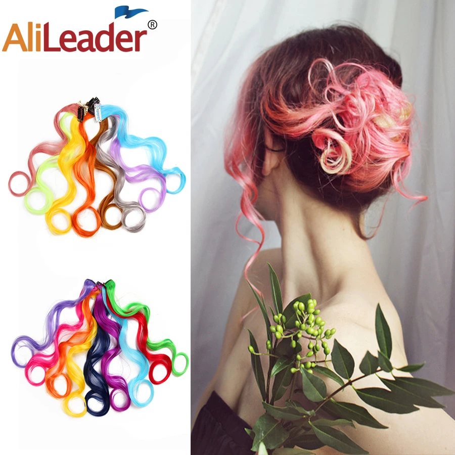 Alileader продажа один зажим для волос Радужный Синтетический вьющиеся