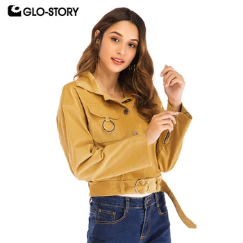 GLO-STORY 2019 Autumn Fashion Women Corduroy Leather Jacket with Belt Long Sleeve Turn-Down Collar Coats for Female
GLO-STORY 2019 Autumn Fashion Women Corduroy Leather Jacket with Belt Long Sleeve Turn-Down Collar Coats for Female