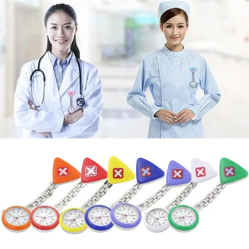 pc Lady Triangle Nurse Watch 9 Colors Clip on Red Quartz Cross Clasp Nurse Doctor Pocket Watch with Chain
pc Lady Triangle Nurse Watch 9 Colors Clip on Red Quartz Cross Clasp Nurse Doctor Pocket Watch with Chain