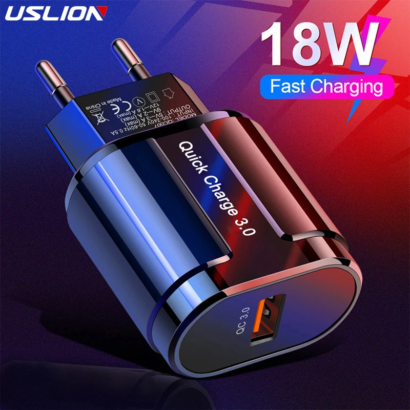 USLION Quick Charge QC 3 0 USB зарядное устройство США ЕС Универсальный мобильный телефон
