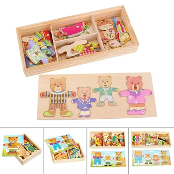 Cartoon 4 Bear Dress Changing Jigsaw Puzzle Wooden Toy Montessori Educational Change 6 Sets Clothes Toys For Children
Cartoon 4 Bear Dress Changing Jigsaw Puzzle Wooden Toy Montessori Educational Change 6 Sets Clothes Toys For Children